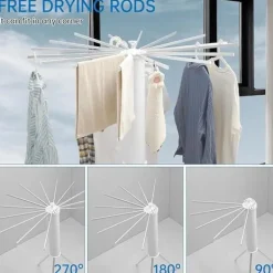 Sammenklappeligt tørrestativ med 16 stænger – tre-trins design til camping, altan og soveværelse Outlet