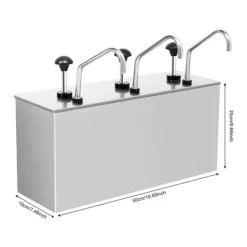 Sauce Dispenser, 304 rustfrit stål, 58 x 23 x 31 cm, 3 x 4 liter kapacitet, 3 udskæres hoveder, Nettovægt 8 kg Online