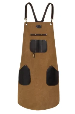 Forklæder>Shiori 撓 grillforklæde i vokset lærred med læderdetaljer