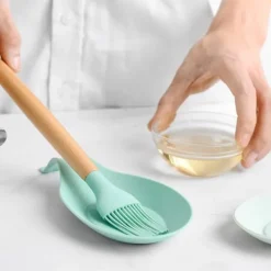 Silikone Skeholder Høj Temperaturbestandig Varmebestandig Skeholder til Hjemmekøkken Grøn New