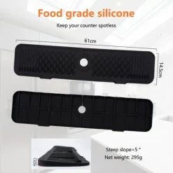 Måtter & Gitter Til Køkkenvaske>Silikone Vandhane Beskyttelsesmåtte, Fødevarekvalitetsmateriale, Nem at Rengøre,sort, 1 PC