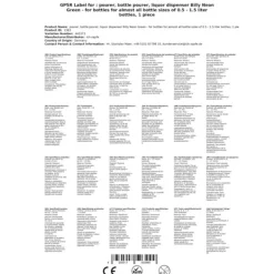 Flaskepropper>Skænkeprop Billy Neon Green, til næsten alle flaskestørrelser fra 0,5 - 1,5 liters flasker, 1 stk.