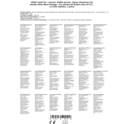 Skænkeprop Billy Neon orange, til næsten alle flaskestørrelser fra 0,5 - 1,5 liters flasker, 1 stk. New