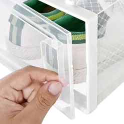 Skobokse, pakke med 8 stabelbare organisatorer til skoopbevaring, foldbare og alsidige til sneakers, passer op til UK størrelse 10,5, gennemsigtig og | CDON Outlet