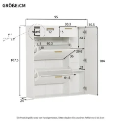 Skoskab - 3 klapper, 2 skuffer og 2 hylder - Hvid New