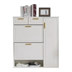 Skoskab - 3 klapper, 2 skuffer og 2 hylder - Hvid New