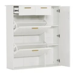 Skoskab - 3 klapper, 2 skuffer og 2 hylder - Hvid New
