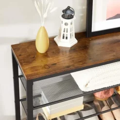 Skoställ med 5 Hyllor - Skohylla industriell Design 100 x 30 x 110 cm vintage brun-svart New