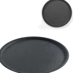 Serveringsfad & Skåle>Skridsikker tjenerbakke, rund, diameter. 40 cm - sort