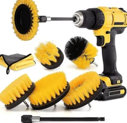 Rengøringsudstyr>Skrubbebørster til bore-/skruetrækker Gul 8 dele