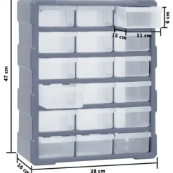 Skuffereol med 18 skuffer 38x16x47 cm - Skuffereol - Skuffereoler - Home & Living Best