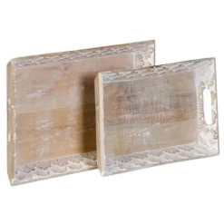 Snack bakke 45,5 x 30,5 x 5,5 cm Hvid Mangotræ (2 enheder) Best