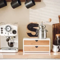 SoBuy Kaffekapselæske | opbevaringsboks | bambus skuffeæske FRG180-WN Discount