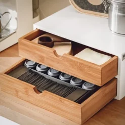 SoBuy Kaffekapselæske | opbevaringsboks | bambus skuffeæske FRG180-WN Discount