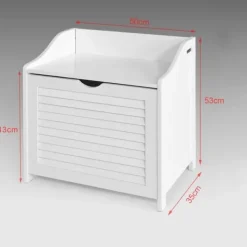 Vasketøjsudstyr>SoBuy Vasketøjskurv med siddeplads, hvid,FSR40-W