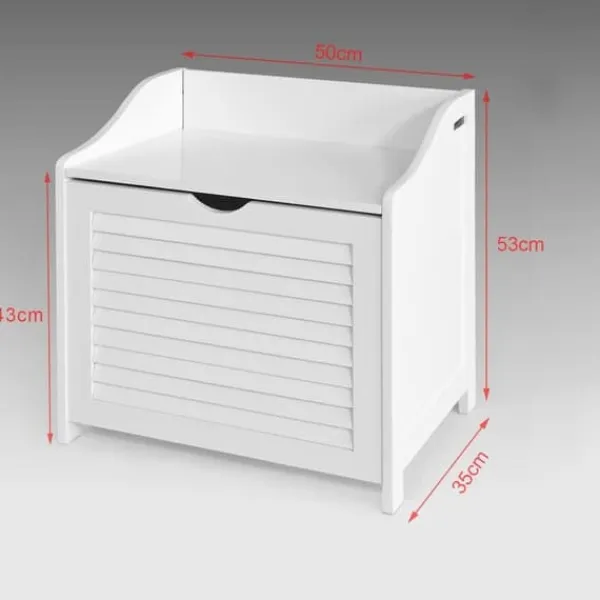 Vasketøjsudstyr>SoBuy Vasketøjskurv med siddeplads, hvid,FSR40-W