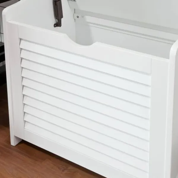 Vasketøjsudstyr>SoBuy Vasketøjskurv med siddeplads, hvid,FSR40-W