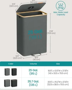 SONGMICS Opbevaringsbeholder til pantflasker 95 L skifergrå-naturbeige Hot