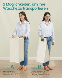 SONGMICS vasketøjskurv 4 rum 4 x 50 L 124,6 x 33 x 78 cm Cremehvid Clearance