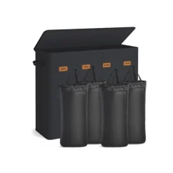 SONGMICS vasketøjskurv med tre rum, låg og vaskbar indersæk Discount