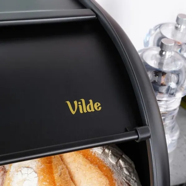 Sort brødkasse i stål 43x27,5x18,5 cm Discount