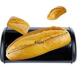Sort brødkasse i stål 43x27,5x18,5 cm Discount