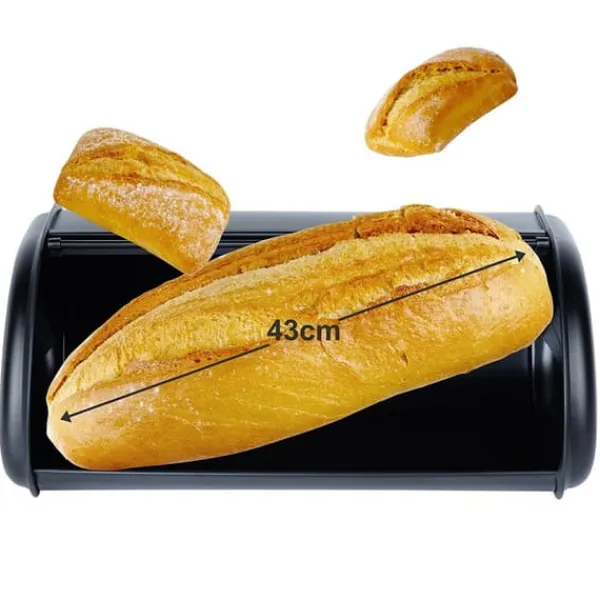Sort brødkasse i stål 43x27,5x18,5 cm Discount