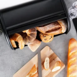Sort brødkasse i stål 43x27,5x18,5 cm Discount