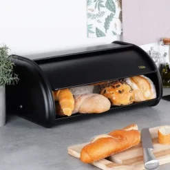 Sort brødkasse i stål 43x27,5x18,5 cm Discount