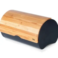 Sort metalbrødkasse i bambus til brød Clearance