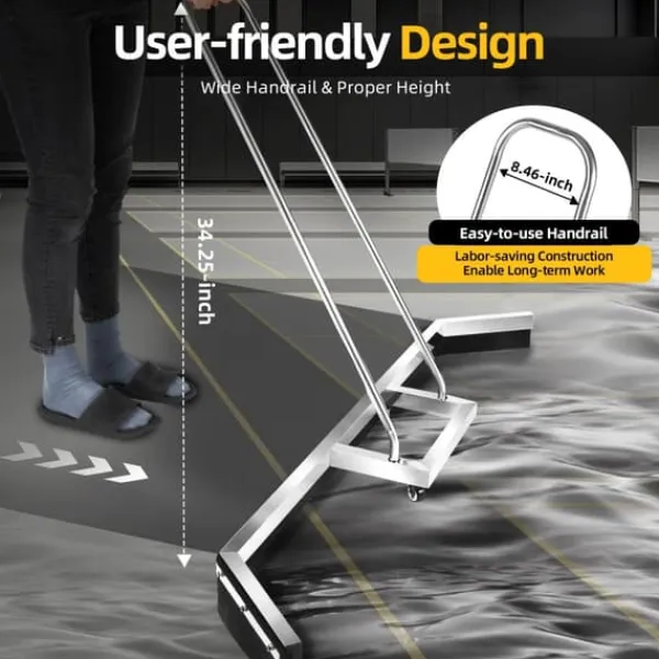 Rengøringsudstyr>Squeegee, rustfrit stål, 25 cm hovedlængde, ergonomisk design, let 2,05 kg, egnet til sportsbaner