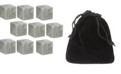 Sæt med 9 KØLESTENE til drinks, grå, MED TASKE New