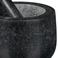 Støder og morter, granit, 12x8,5 cm, sort Outlet