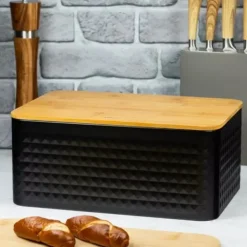 Brødkasser & Brødposer>STÅLBRØDBAGER MED BAMBUSPLADE KINGHOFF KH-1713