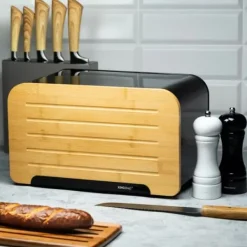 Brødkasser & Brødposer>STÅLBRØDBAGER MED SKÆREBRÆT KINGHOFF KH-1071