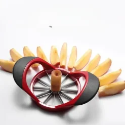 Madskrællere & Udkernere>Stor æbleskærer i rustfrit stål - Hurtig 12-skivers frugtskærer og kernefjerner