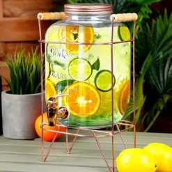 Stor glasdispenser med hane og stativ, 5,5 l New