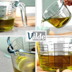 Stort glasmålebæger til køkken til måling af fødevarer 1L Hot