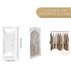 Opbevaringsposer Til Hjemmet>Støvsugerposer til ophængning af tøj 135x70 cm sæt med 4 transparente