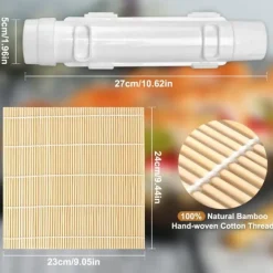 Sushi Maker Sæt i Hvid med Bambusmåtte - Fødevaresikker ABS+PP, nem at bruge, perfekt til hjem og picnic Outlet