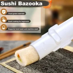 Sushi Maker Sæt i Hvid med Bambusmåtte - Fødevaresikker ABS+PP, nem at bruge, perfekt til hjem og picnic Outlet