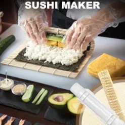 Sushi Maker Sæt i Hvid med Bambusmåtte - Fødevaresikker ABS+PP, nem at bruge, perfekt til hjem og picnic Outlet