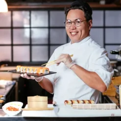 Sushi sæt, bambus, 23x23 cm, natur Sale