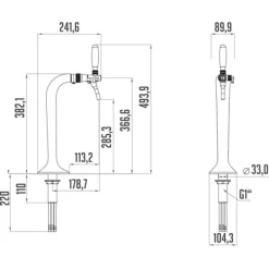 Ølhaner>Tappetårn krom, 1-linje, elegant, top kvalitet! (Pakkepris)