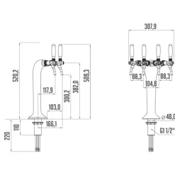 Tappetårn, krom 4-vejs, elegant, Top kvalitet! Hot