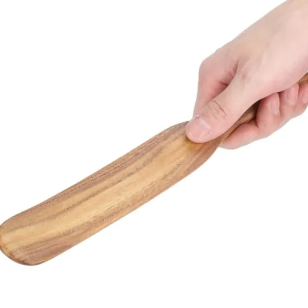 Teaktræsspatel til hjemmelavet madlavning i træ, stegeskovl i fødevarekvalitet, til køkkenudstyr, 26,5 x 3,5 cm Clearance