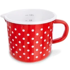 TECKA målekrus med røde prikker og emaljeret 1,2 l Best
