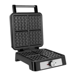 Vaffeljern>TEESA vaffelmaskine, 4 vafler, 1600W, rustfrit stål, effektregulering