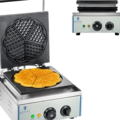 Teflonbelagt vaffelmaskine til runde vafler, hjerteroset, dia. 21 cm Clearance