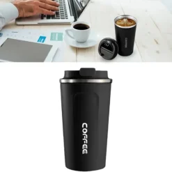 Temperaturdisplay Smart Kaffekop 304 Rustfrit Stålisolering Bærbar Simple Style Sort 510ml